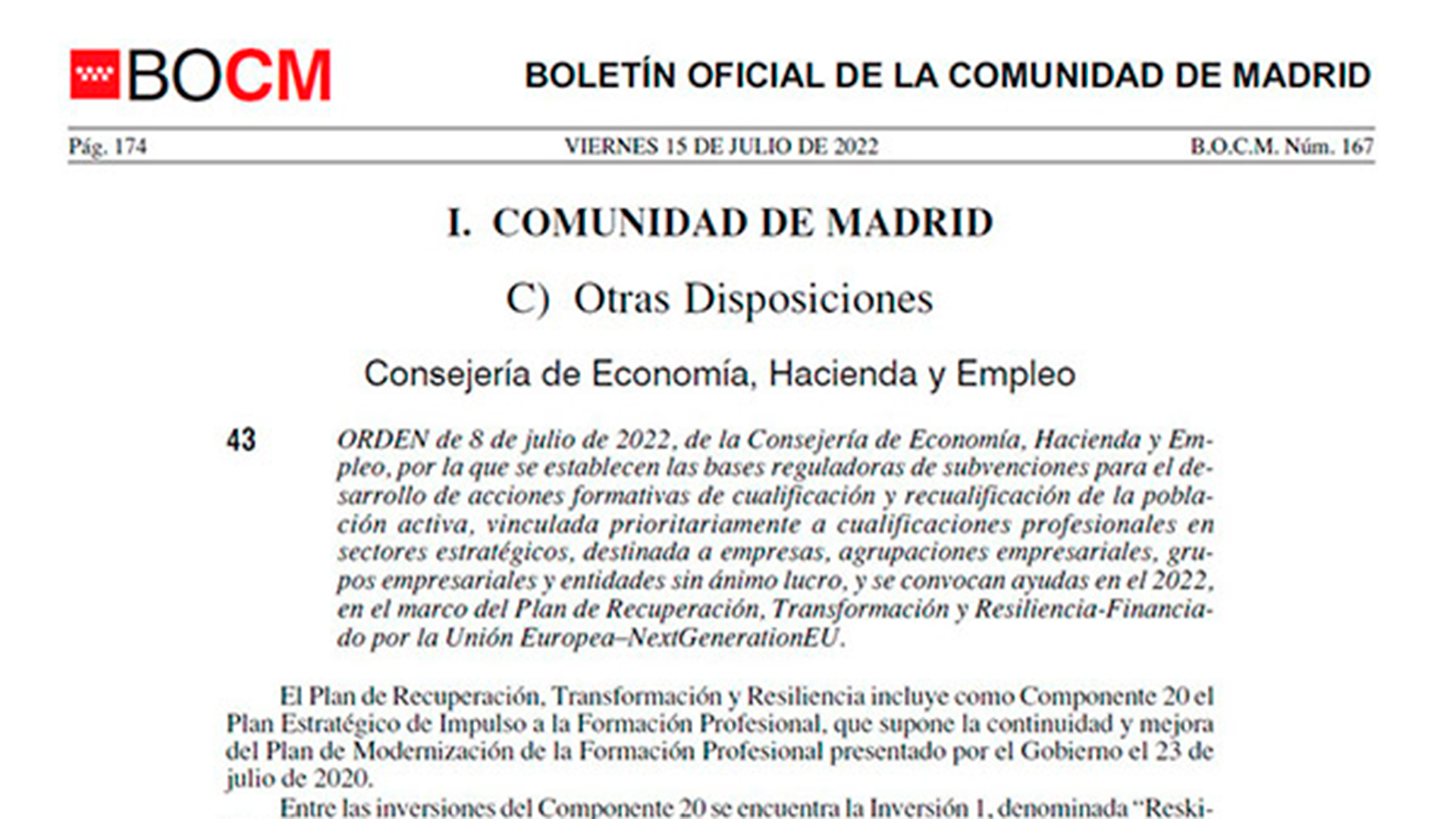 Publicada la convocatoria de ayudas de la Comunidad de Madrid para acciones de formación para empleados y desempleados